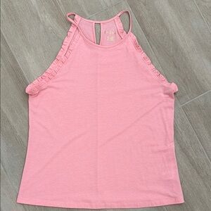 Pink Sleeveless Ruffle Top